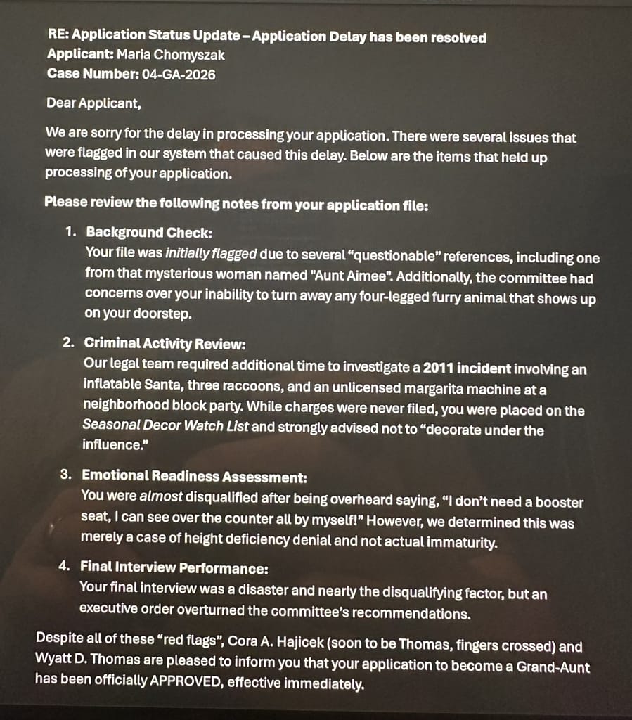 2026.01.30 Aunt Pregnancy Announcement